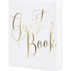 Svatební kniha hostů bílá se zlatým psacím nápisem Guest Book