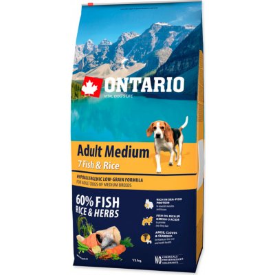 Ontario Adult Medium 7 Fish & Rice 12 kg