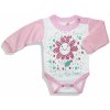 BABY´S WEAR Detské body - FLOWER, ružovo-biele veľkosť: 56 (0-2m)