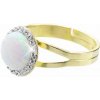 Pozlátený prsteň biely opál so Swarovski Elements White