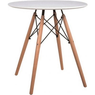 Tempo Kondela Jedálenský stôl, biela/buk, priemer 60 cm, GAMIN NEW 60
