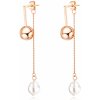 Troli Krásne visiace náušnice s perlou 2v1 Rose zlaté VGE573