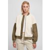 Urban Classics Ladies Oversized Sherpa Mixed Bomber whitesand darkolive