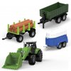 FARM SERVICE set traktor s nakladačom, valníkmi a prívesom so svetlami a zvukmi