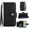 Peňaženkové kožené puzdro Rhombic Flip na Oppo A38 - Čierna