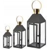 Kovové lampáše v čiernom mate – Sada 3 ks dekoratívnych lucerien