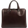 Elegantná tmavohnedá dámska kožená taška A4