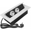 GTV Nábytková zásuvka 2x s uzemněním, USB A+C, napájecí kabel se zástrčkou, bílá