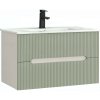 Trent 80 spodná kúpeľňová skrinka s keramickým umývadlom (2 zásuvky) bielo-zelená