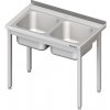 Stůl s dvoukomorovým dřezem, bez police 1000x600x850 mm | STALGAST, 980766100 inox