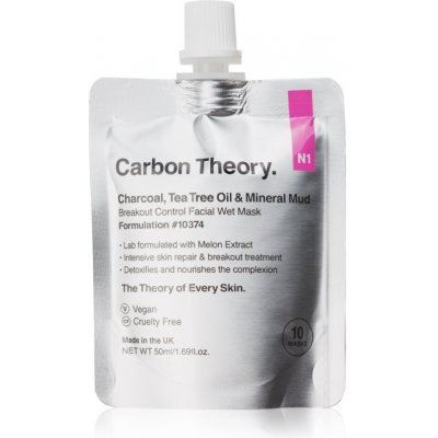 Carbon Theory Charcoal, Tea Tree Oil & Mineral Mud intenzívna regeneračná maska pre problematickú pleť, akné 50 ml