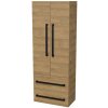 Kúpeľňová skrinka s čiernou úchytkou SAT Cube Way 60x163x33 cm dub Hickory mat CUBE3CV60DH