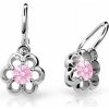 Danfil detské náušnice kvetiny C1947 z bieleho zlata pink brizura