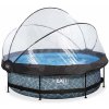 Bazén s krytom a filtráciou Stone pool Exit Toys kruhový oceľová konštrukcia 300*76 cm šedý od 6 rokov