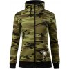 Kopretina - dole na výšku - Mikina dámska trendy zipper s kapucňou - XS ( Zelený maskáč )