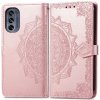 Peňaženkové puzdro Embossing Pattern Mandala Flower ružové – Motorola Moto G42
