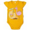 Baby Nellys Bavlnené dojčenské body kr. rukáv Flamingo horčicove