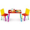 Eco toys Detský drevený nábytok stolček + dve stoličky viacfarebný
