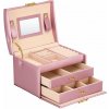 Beautylushh 6400 kufríková šperkovnica so zrkadlom na kľúč ružová