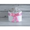 TortaNEtorta Mini plienková torta s uspávacím medvedíkom Ružova stuha a náplň pre dievčatko, Korpus plienkovej torty: Tetra plienka, varianta: Bábätko sa narodilo a má asi mesiac