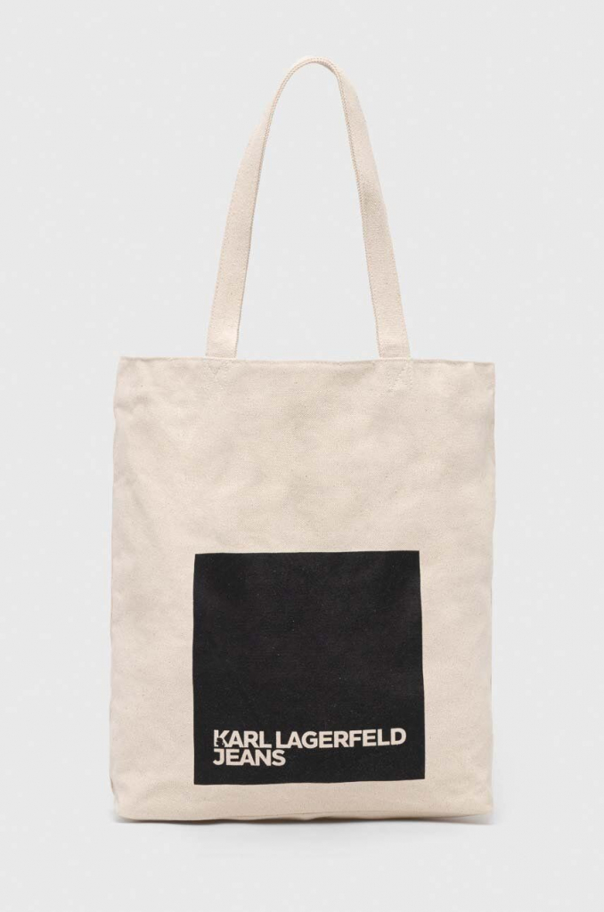 Karl Lagerfeld Bavlnená taška Jeans béžová 235J3056