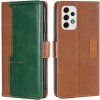 Peňaženkové 3D puzdro CONTRAST na Samsung Galaxy A23 5G - Svetlohnedá a zelená
