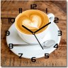 Sklenené hodiny štvorec Káva v šálke 30x30 cm
