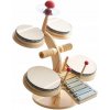 Drevené bicie Pan i Pani Gadżet pre deti od 3 rokov, béžové, so 4 paličkami