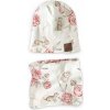 Rebrovaný set čiapka + nákrčník - Peony Dreamland