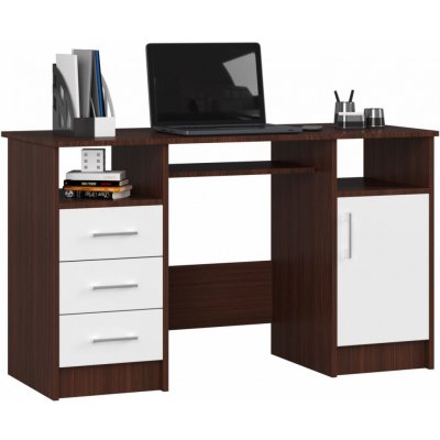 Ak furniture Volně stojící psací stůl Ana 124 cm wenge/bílý