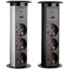 Elektrická zásuvka Strong (Schuko), výsuvná, 3x230V+USB A+C strieborná