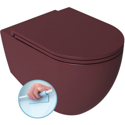 Isvea INFINITY závesná WC misa, Rimless, 36,5x53cm, Matná maroon Red 10NF02001-2R