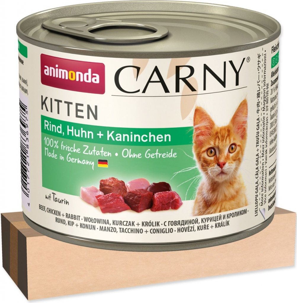 Animonda Cat Carny Kitten hovädzie kura a králik 6 x 200 g