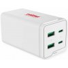 Nabíjačka USB 230V 4port, 2xUSB A, 2xUSB Typ C, 120W, Power Delivery, QC 3.0, kábel (C7) 1.2m, biela