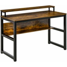 Homcom kancelársky stôl s policou hnedá 120 x 60 x 85 cm