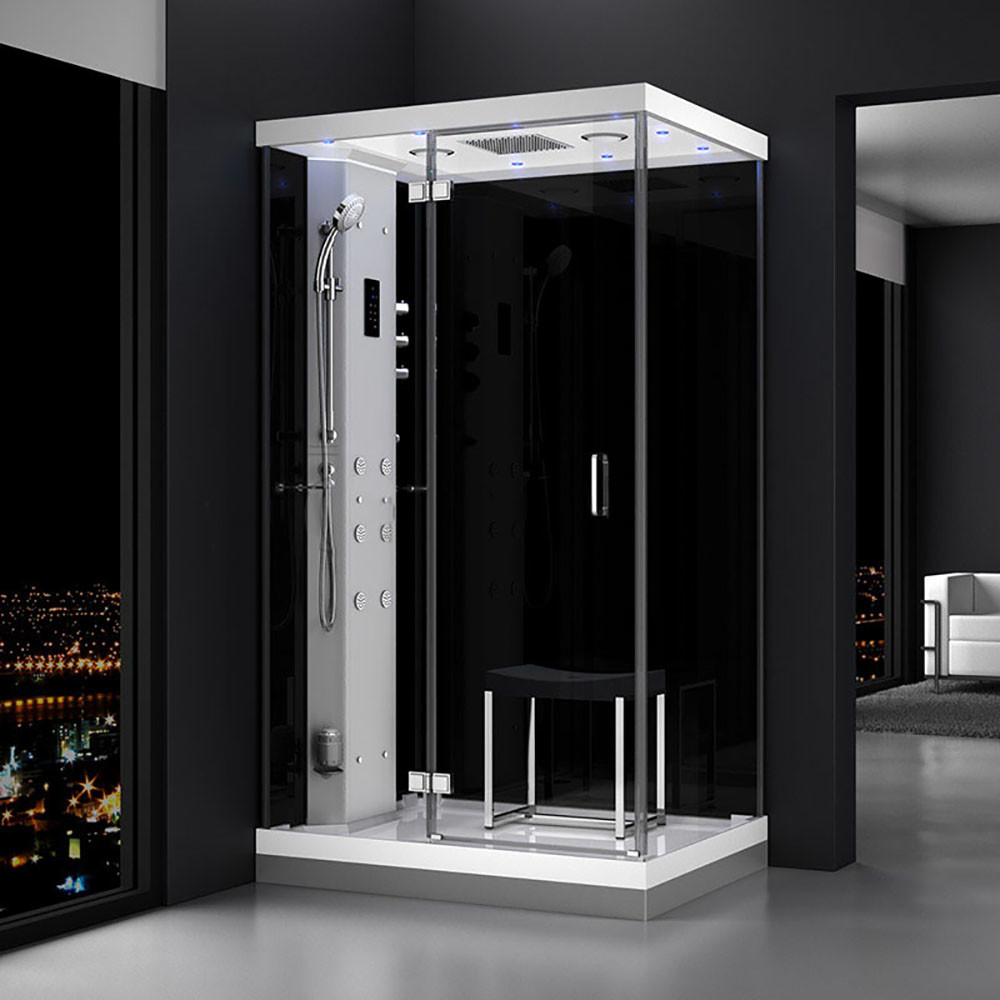 M-SPA - Ľavý čierny sprchový box s hydromasážou a parnou saunou 120 x 90 x  217 cm od 3 927 € - Heureka.sk