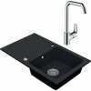 Drezový set Hansgrohe 2/O - Granitový drez s odkvapkávacou plochou 780x480 mm, tmavý grafit matná + Drezová batéria Hansgrohe Focus