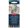 Liner, sada, 0,3 mm, DERWENT Line Marker, 6 rôznych farieb