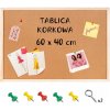Korková tabuľa 60x40 cm malá na stenu stôl pre deti + pripináčiky háčiky