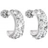 Evolution Group strieborné náušnice kruhy s kryštálmi Swarovski biele polkruh 31118.1 krystal