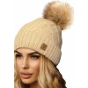 Fashionweek Dámska zimná čiapka s brmbolcom flísová podšívka JENOT WOOLK CRYSTAL Farba: Béžový, Veľkosť: Universal