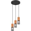 TRIO 304330332 TOSH závesné svietidlo D280mm 3xE27 matná čierna, drevo