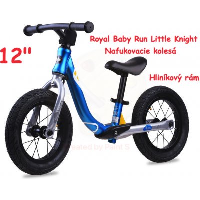 Royal Baby s nafukovacími kolesami RUN Little Knight 12" hliníkový rám modré