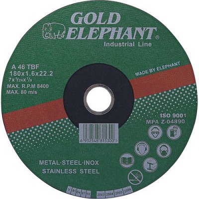 Gold Elephant - Kotúč Gold Elephant 41AA 125x1,6x22,2 mm, rezný na kov a nerez A46TBF