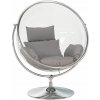 Tempo Kondela Závesné kreslo so stojanom, transparentná/strieborná/sivá, BUBBLE NEW TYP 2