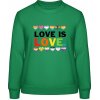 AWDis Sweat mikina Nápis Love is Love čstá zelená