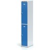 Alfa 3 Kovová šatníková skrinka s úložnými boxami, 2 boxy, 1800 x 300 x 500 mm, cylindrický zámok, modré dvere