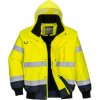 PORTWEST Bunda Bomber Hi-Vis Contrast C465, odnímatelné rukávy, zateplená, reflexní POR-C465YNRXXL 2XL Žlutá/navy