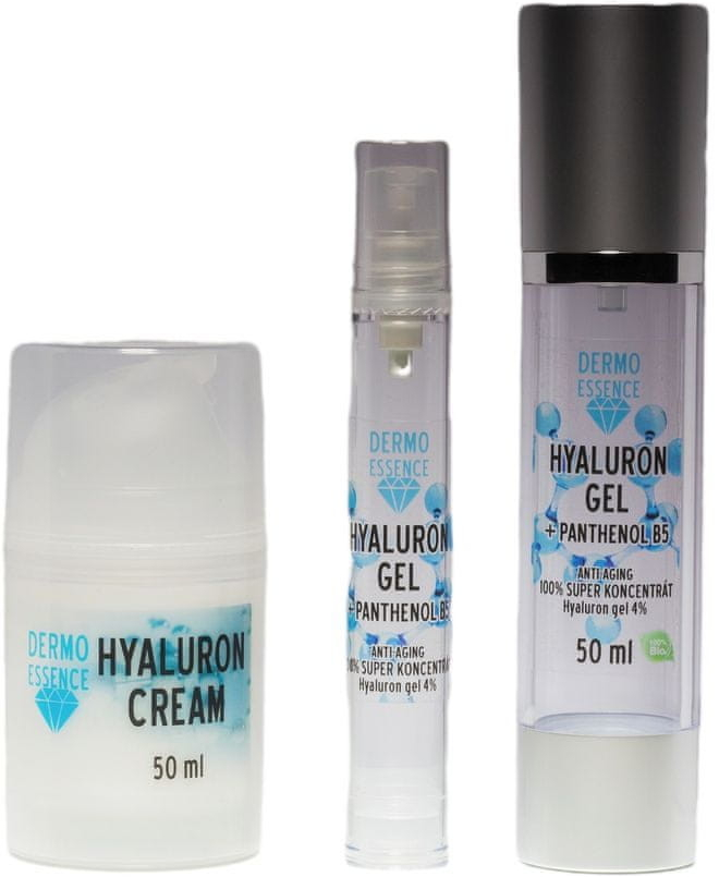 Dermo essence DE BIO Hyaluron pre zrelú pleť kyselina hyalurónová gél 50 ml + hyalurón krém 50 ml + hyaluron gél 10 ml darčeková sada