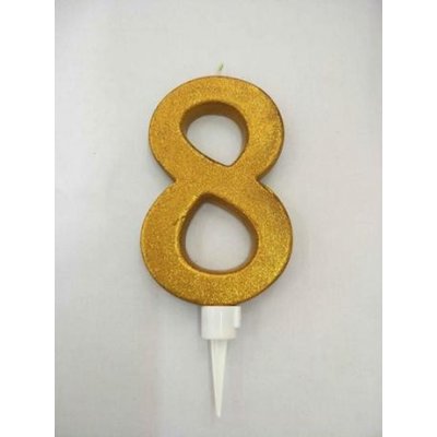 TORO Tortová sviečka číslica "8" zapichovacia 16cm zlatá